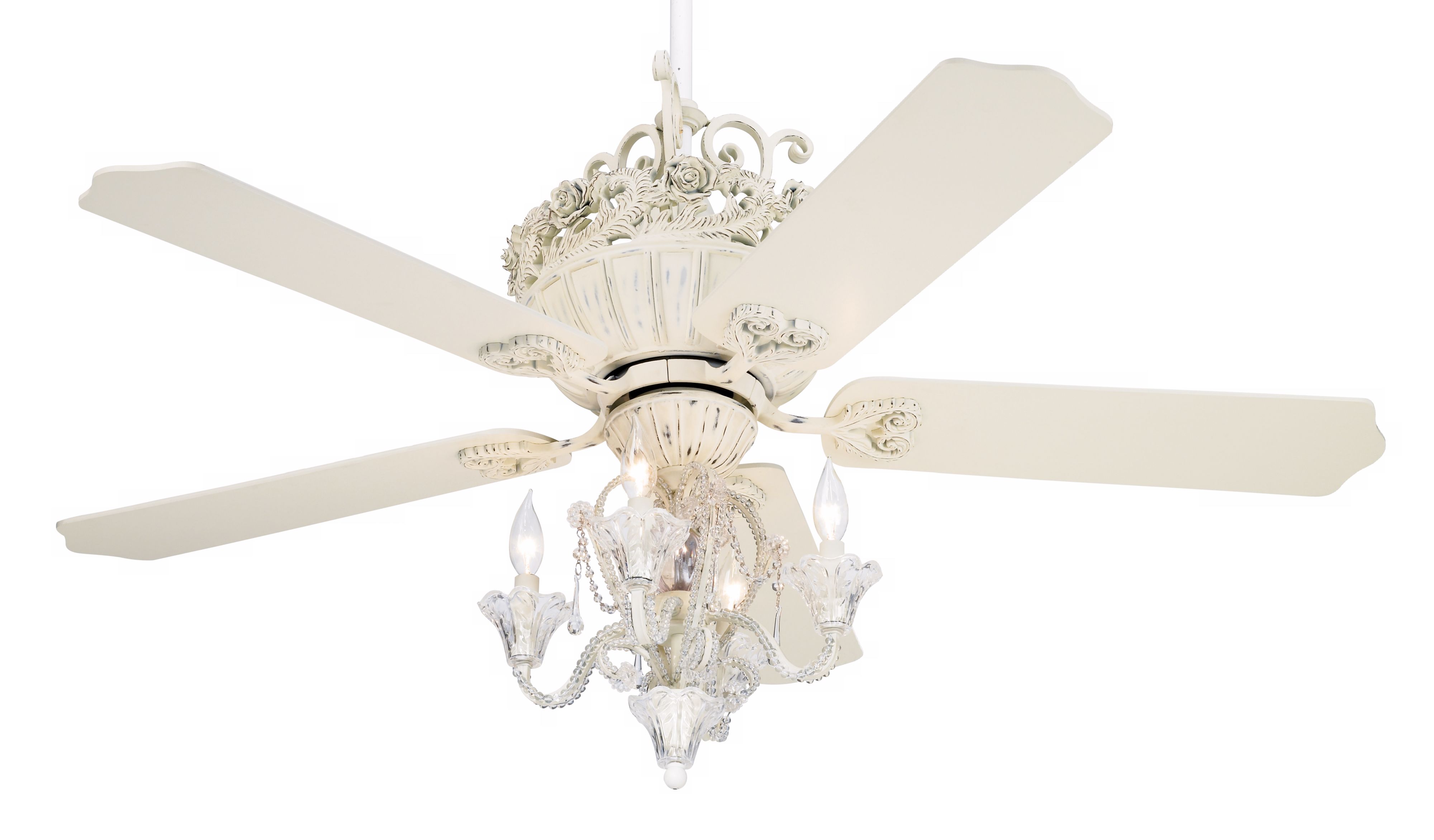52" Casa Chic Antique White Ceiling Fan with 4-Light Kit