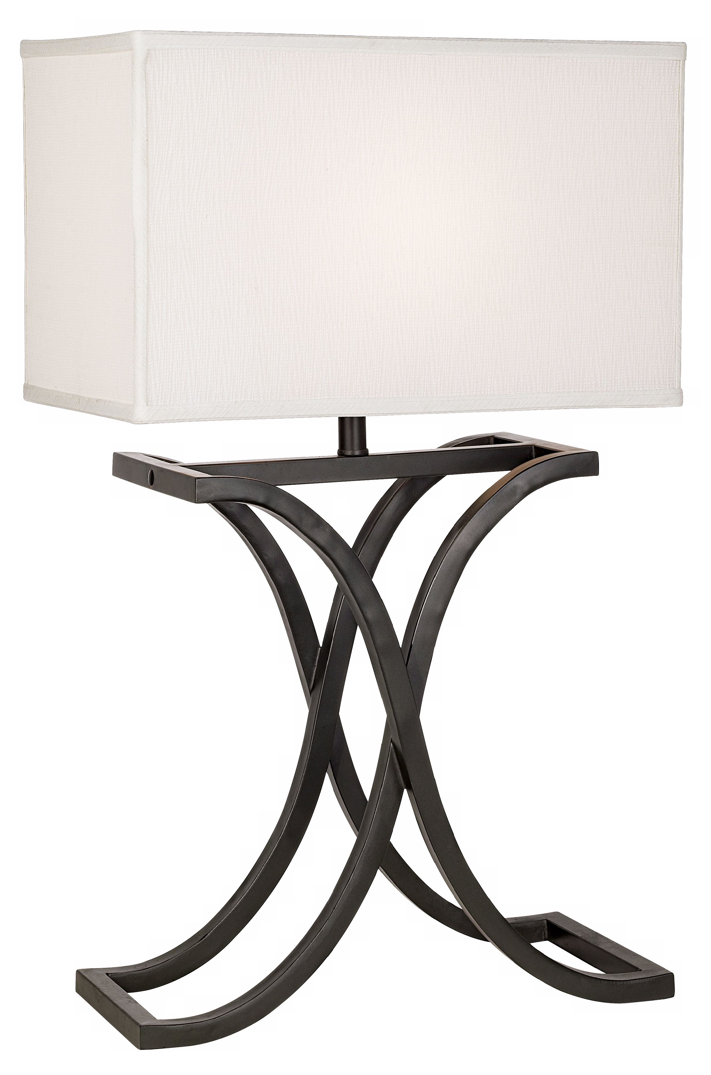 Curved X Base Deep Bronze Finish Table Lamp