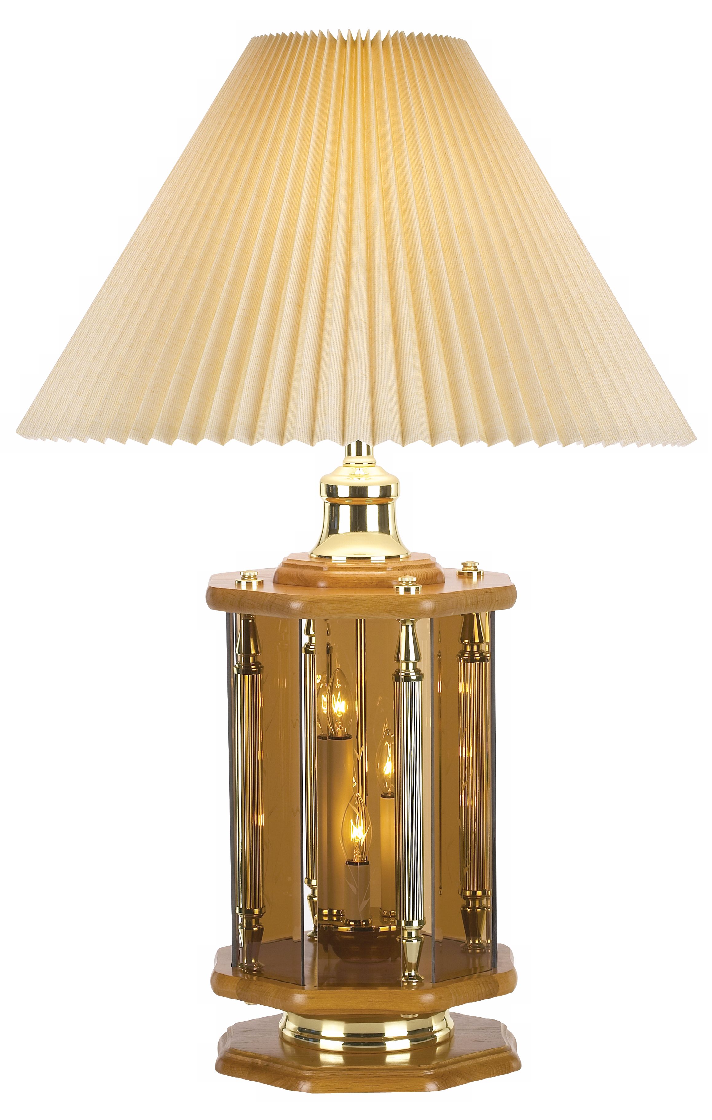 Oak and Etched Glass Retro Night Light Table Lamp