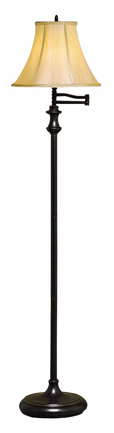 Bronze Finish Champagne Fabric Swing Arm Floor Lamp