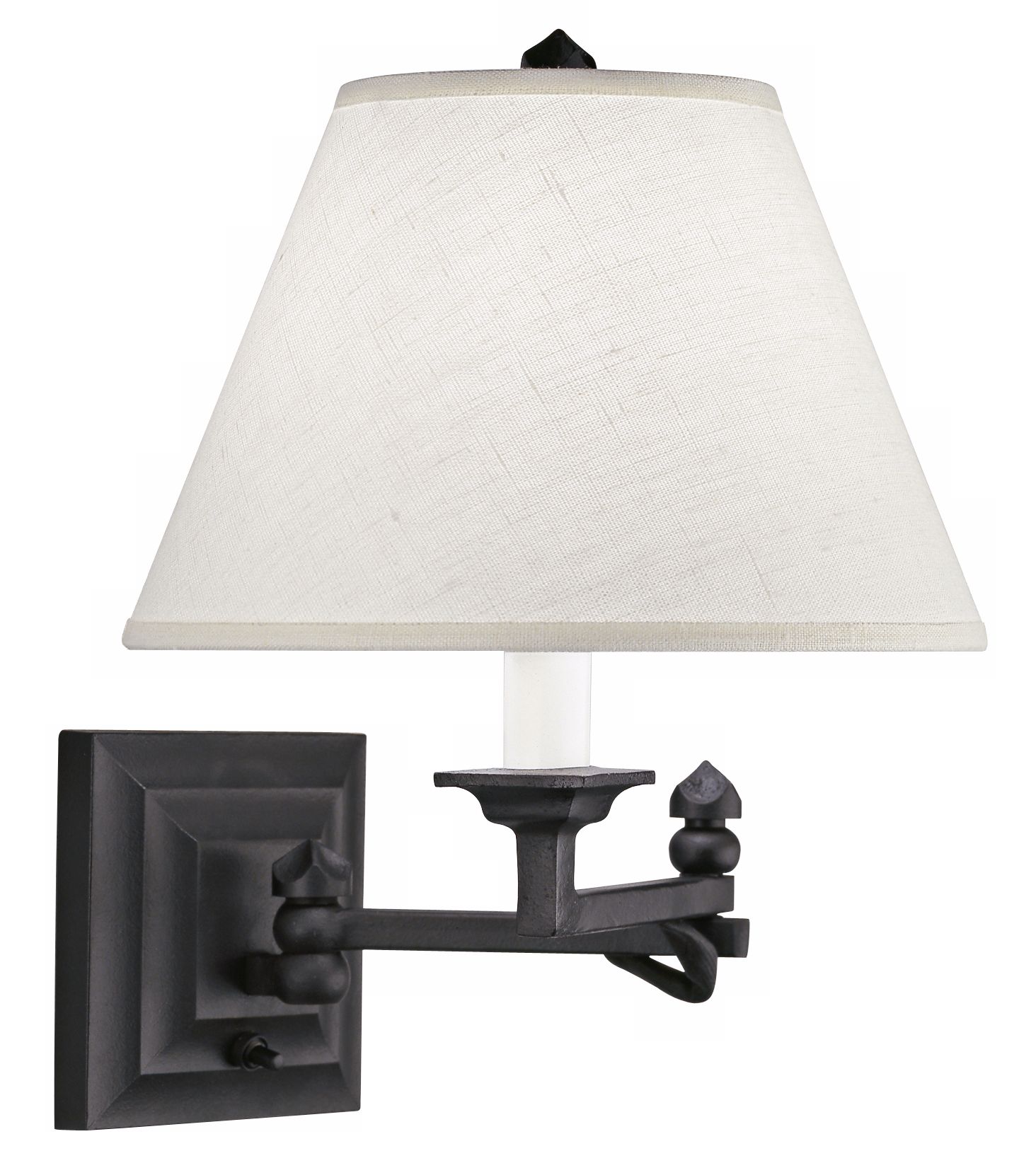 Serge Collection Wrought Iron Linen Plug-In Swing Arm
