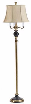 6-Way Gold/Black Finish Silk Shade Floor Lamp