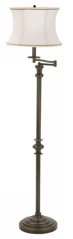 Bronze Finish Swingarm Silk Drum Shade Floor Lamp