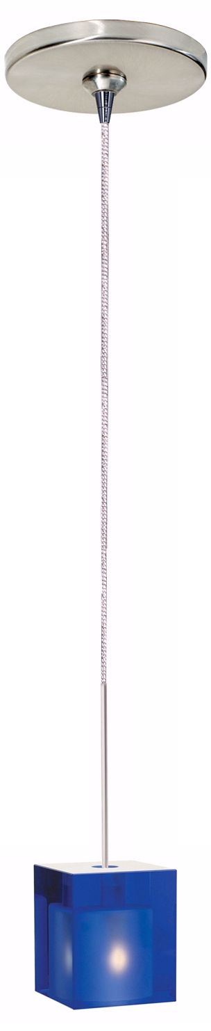 Cube Satin Nickel Cobalt Glass Tech Lighting Mini Pendant