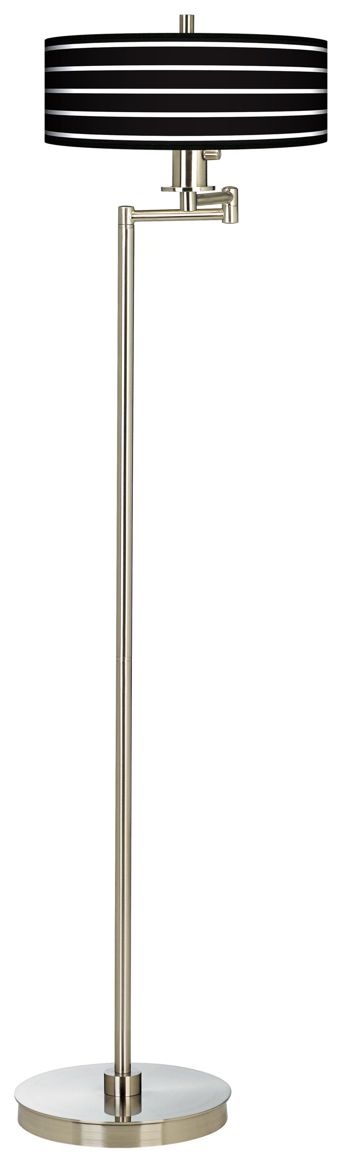 Bold Black Stripe Energy Efficient Swing Arm Floor Lamp