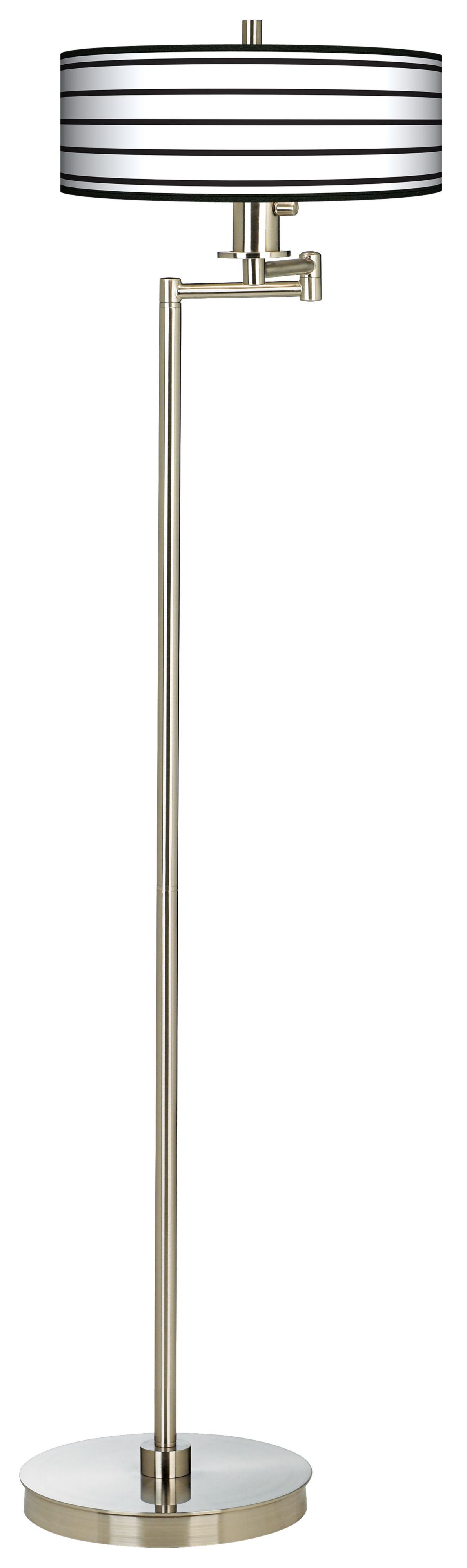 Black Parallels On White Energy Efficient Swing Arm Floor Lamp