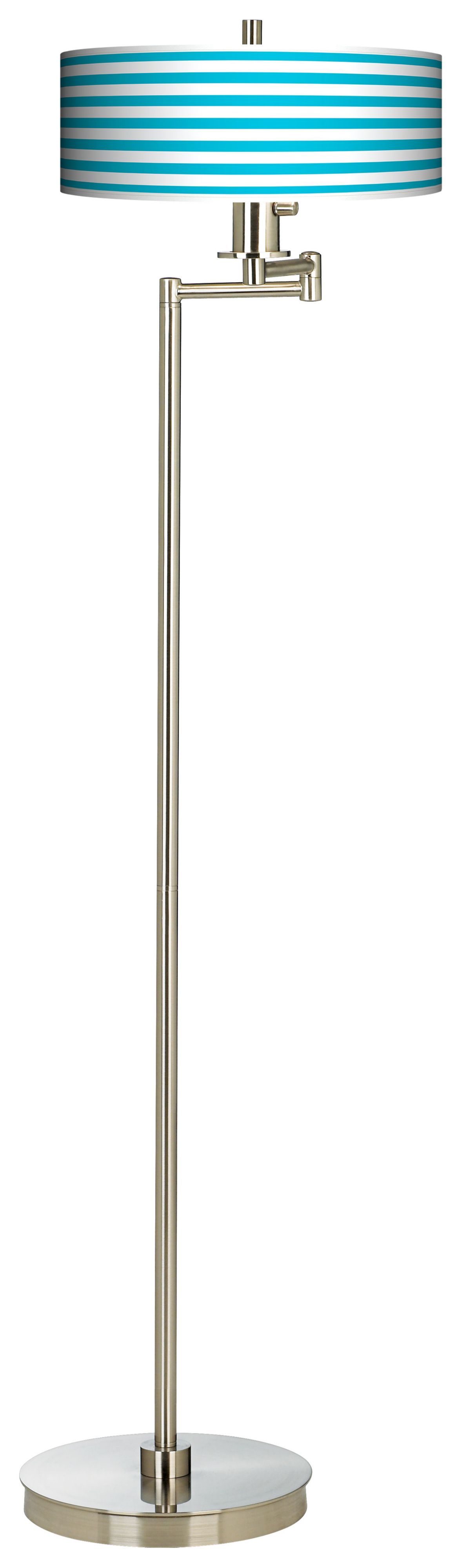 Aqua Horizontal Stripe Energy Efficient Swing Arm Floor Lamp