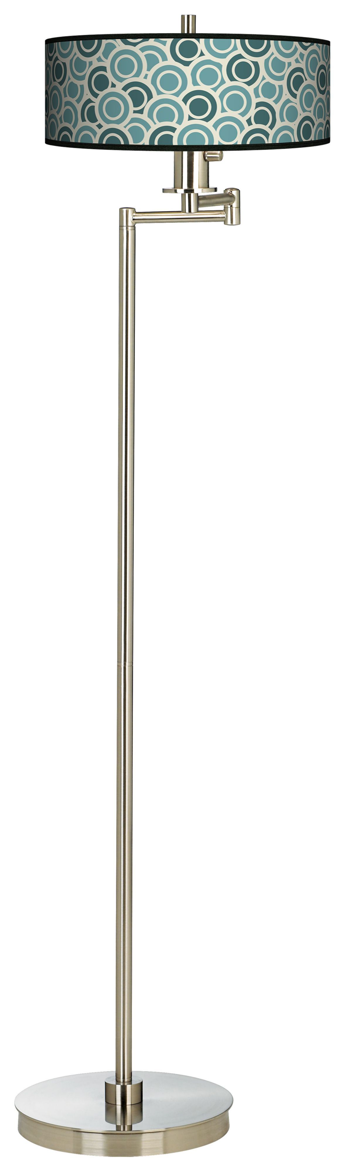 Blue/Green Circles Energy Efficient Swing Arm Floor Lamp