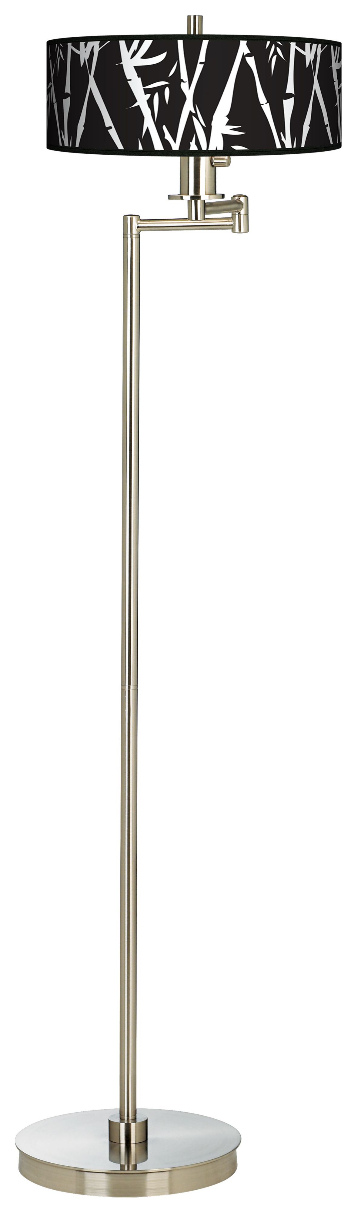 Night Bamboo Energy Efficient Swing Arm Floor Lamp
