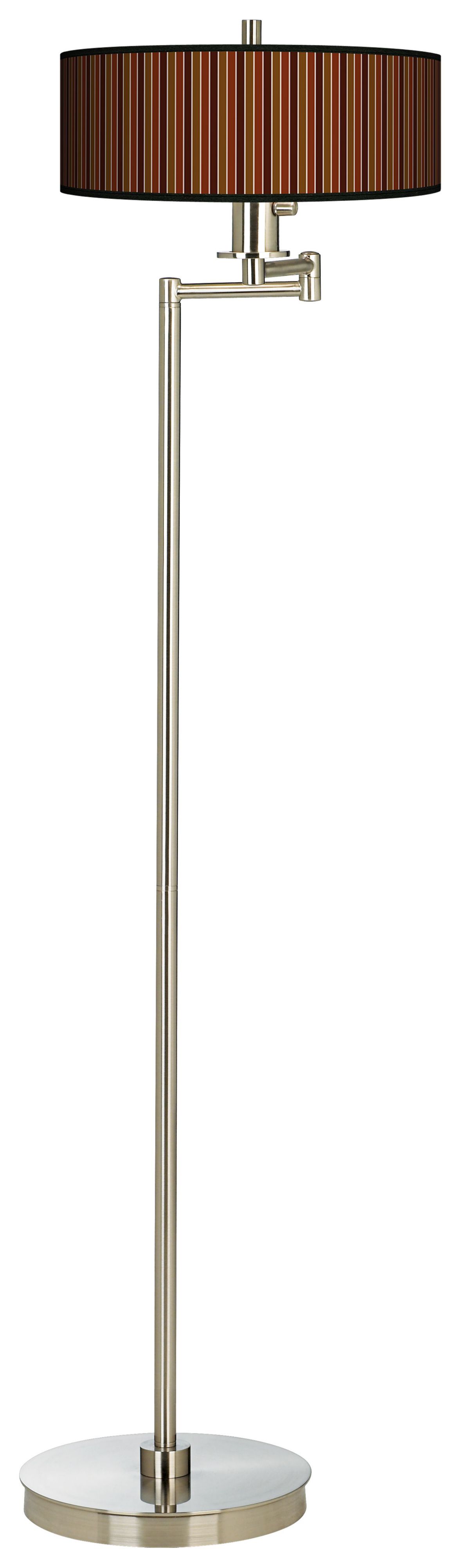 Cinnamon Stripes Energy Efficient Swing Arm Floor Lamp