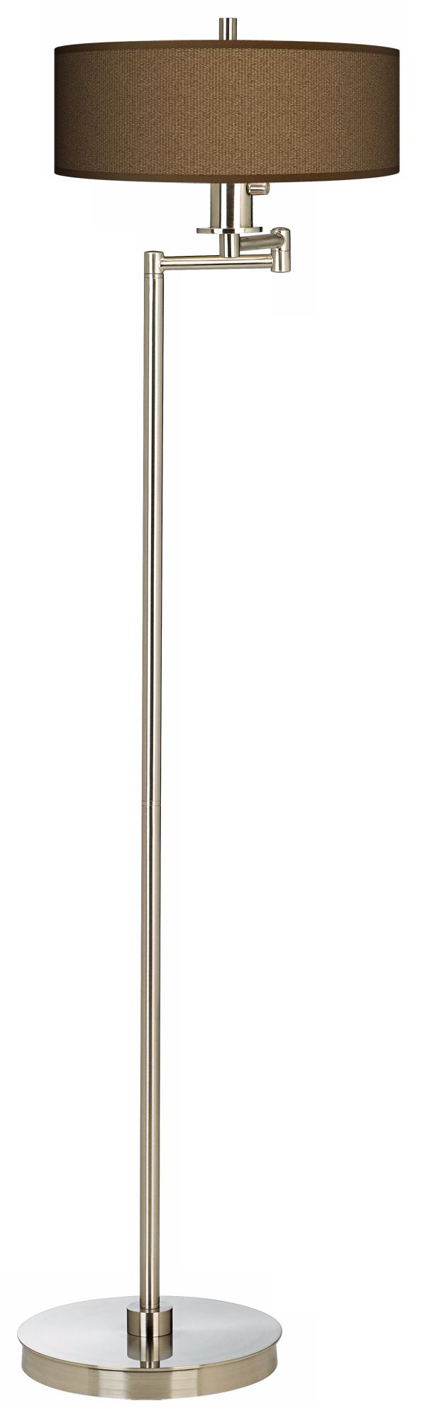 Woven Wicker Energy Efficient Swing Arm Floor Lamp