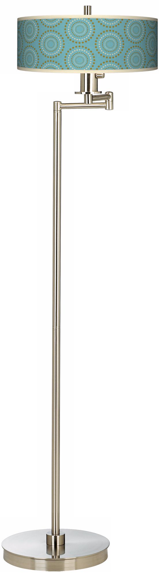Blue Calliope Linen Giclee Swing Arm Floor Lamp