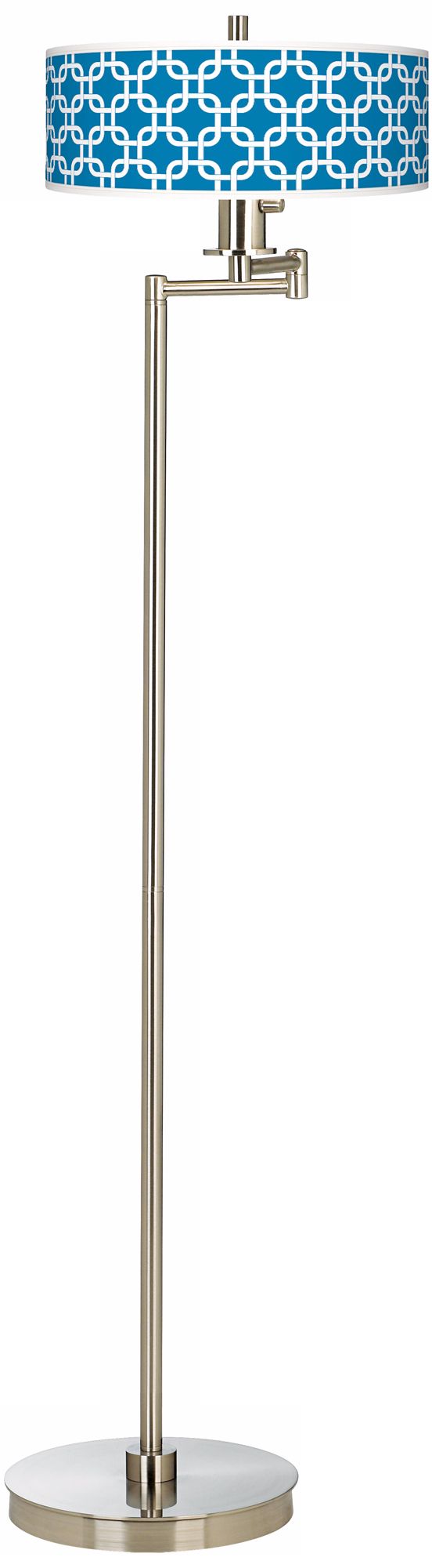 Blue Lattice Giclee Energy Efficient Swing Arm Floor Lamp