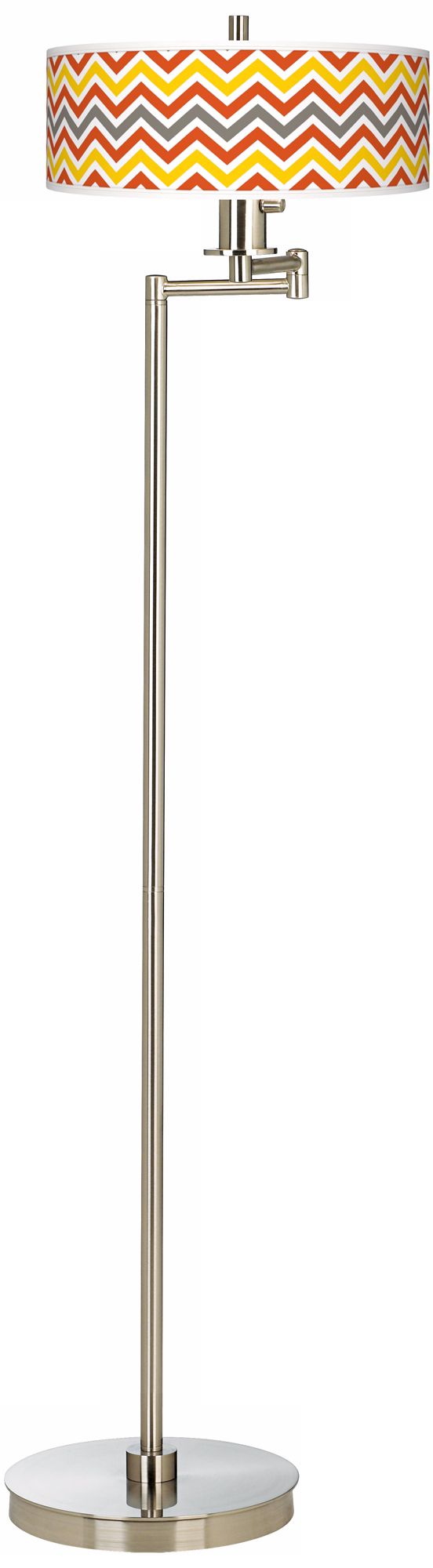 Flame Zig Zag Giclee Energy Efficient Swing Arm Floor Lamp