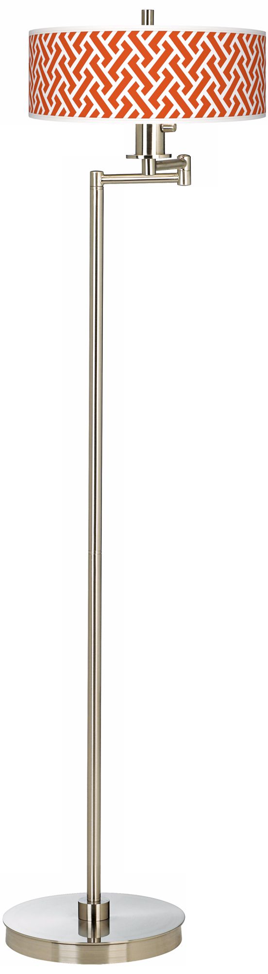 Red Brick Weave Giclee Energy Efficient Swing Arm Floor Lamp