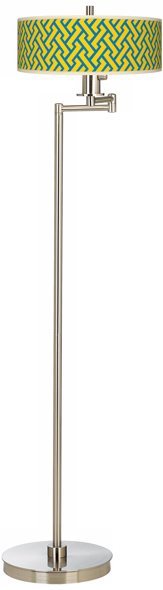 Yellow Brick Weave Giclee Energy Efficient Swing Arm Floor Lamp