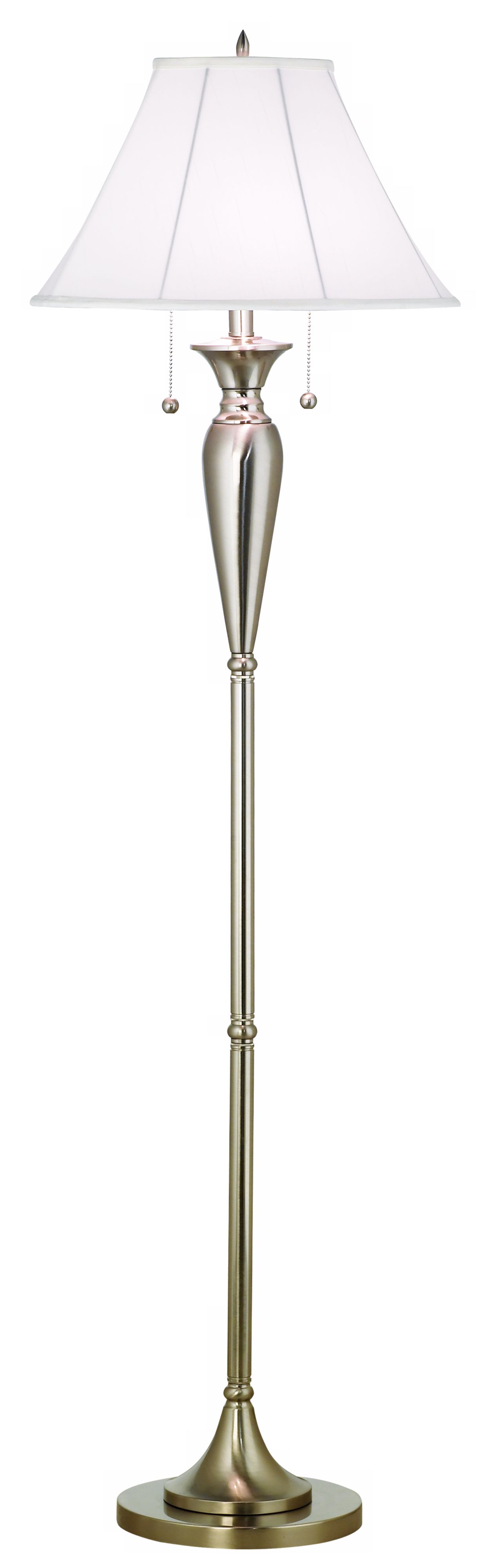 Double Pull Chain Brushed Steel Floor Lamp