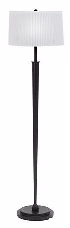 Bronze Finish White Linen Knife Pleated Shade Floor Lamp