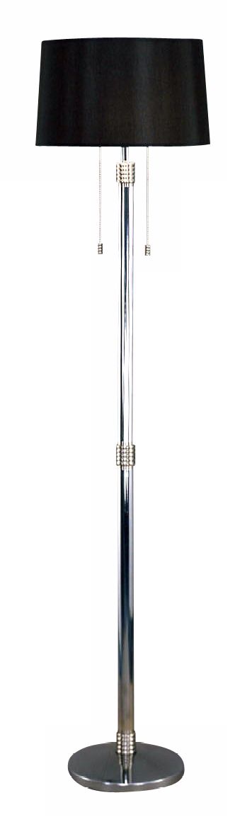 Chrome Finish Black Cylinder Shade Floor Lamp 13258
