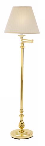 Polished Brass Swingarm Pleated Shade Floor Lamp
