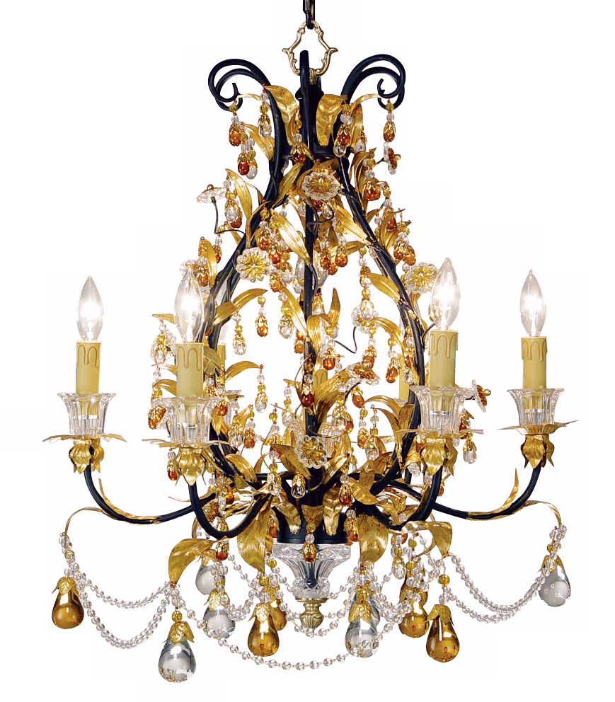 Amber and Black Crystal Chandelier
