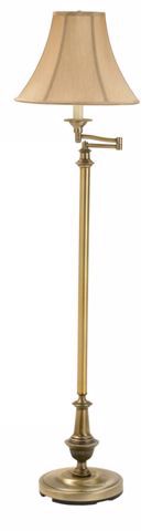Swingarm Antique Brass Bell Shade Floor Lamp