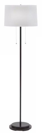 Bronze Double Pull White Knifepleated Shade Floor Lamp