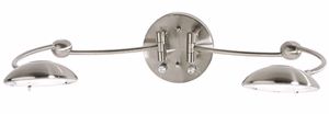Brushed Steel Double Plug-In Headboard Swing Arm Wall Lamp