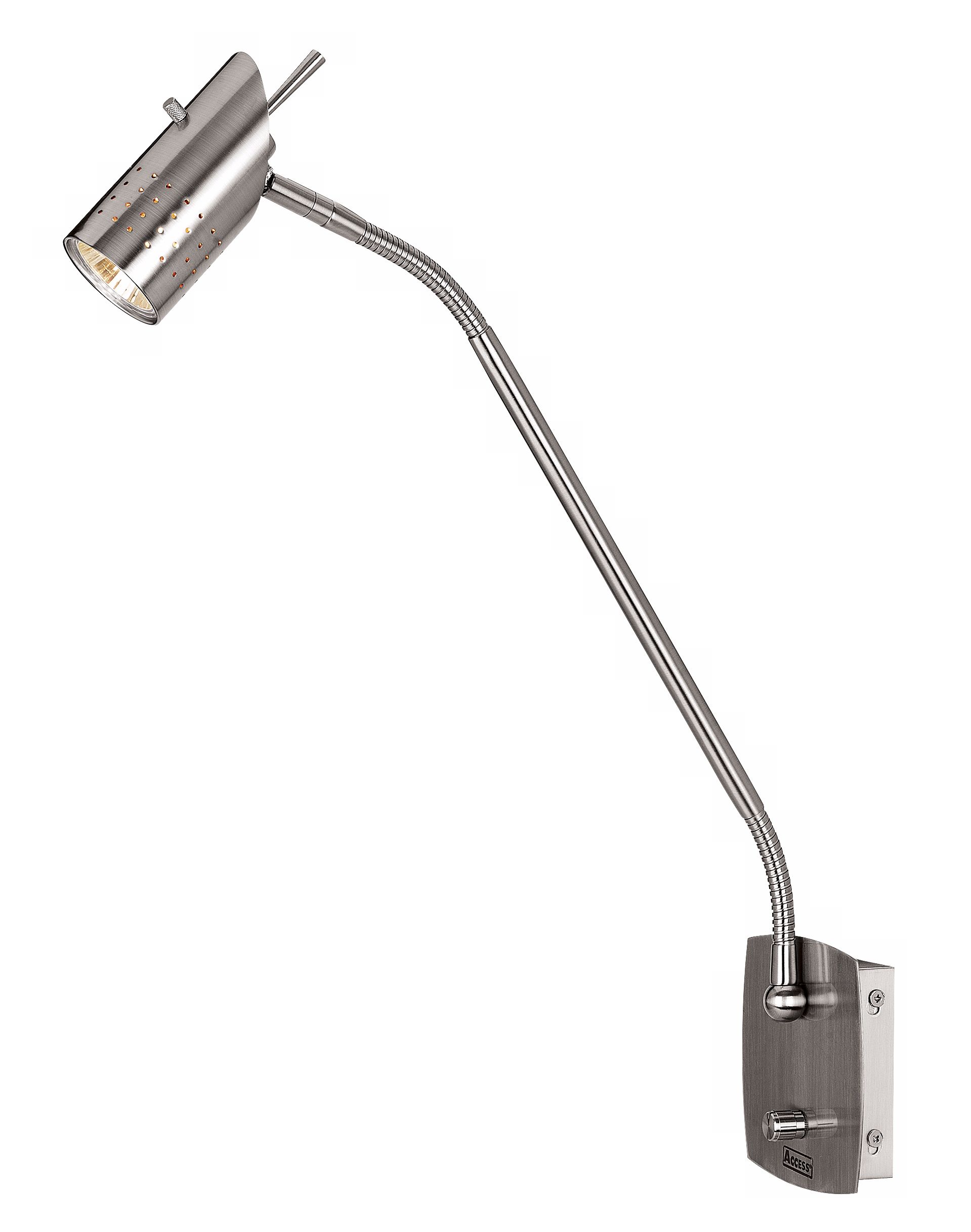 Halogen Gooseneck Brushed Steel Plug-In Wall Lamp