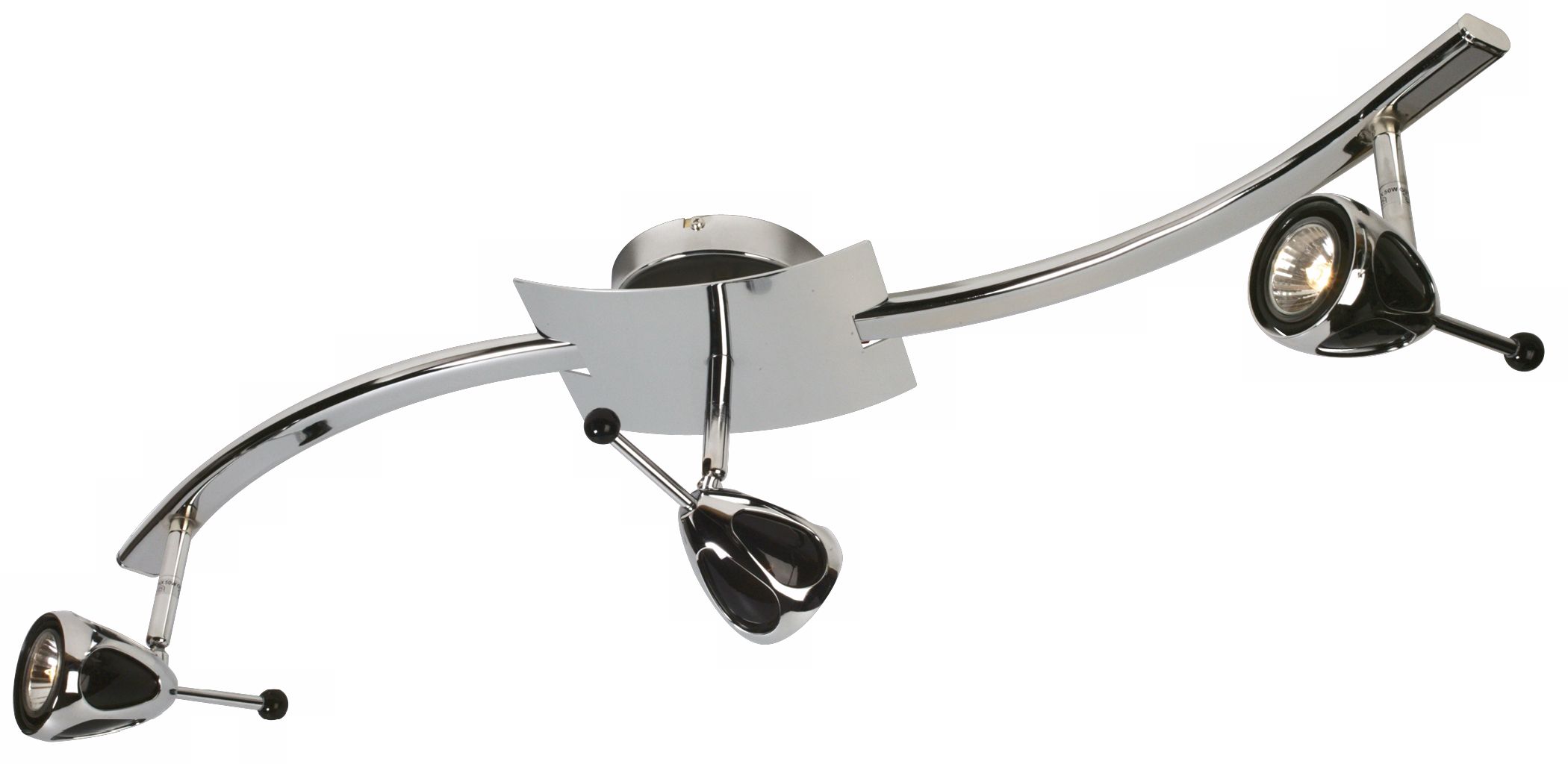 Black and Chrome Finish Three Light Track Kit