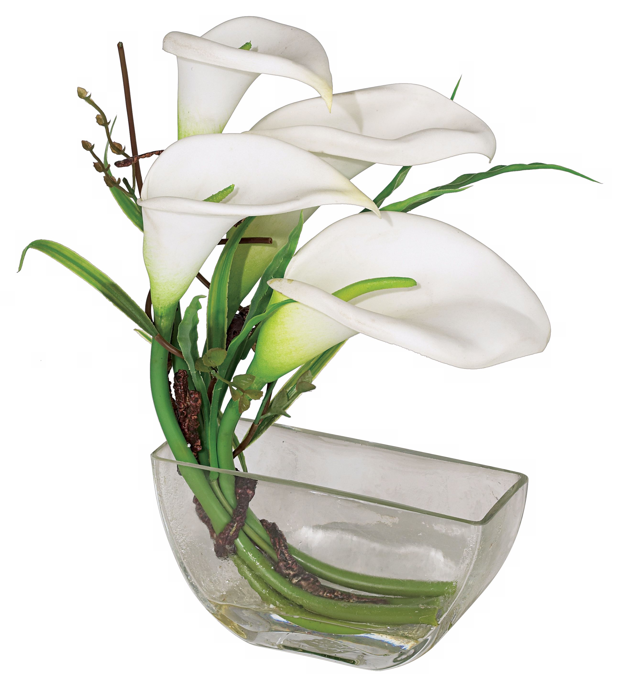 White Calla Lily in Glass Vase Faux Flowers