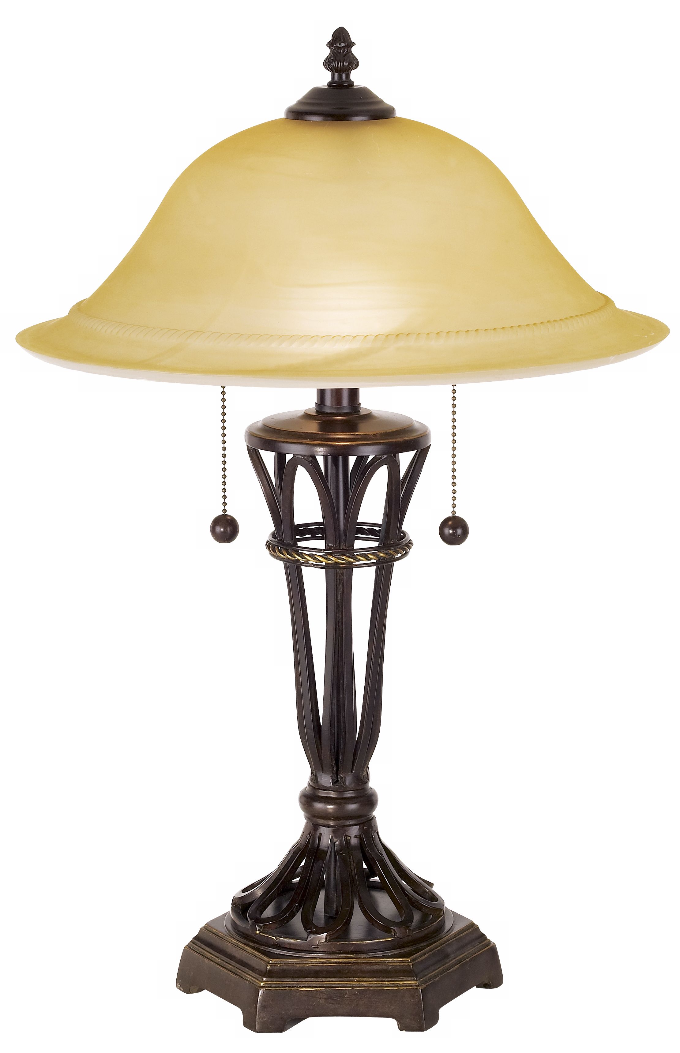 Iron Cage Table Lamp with Glass Shade