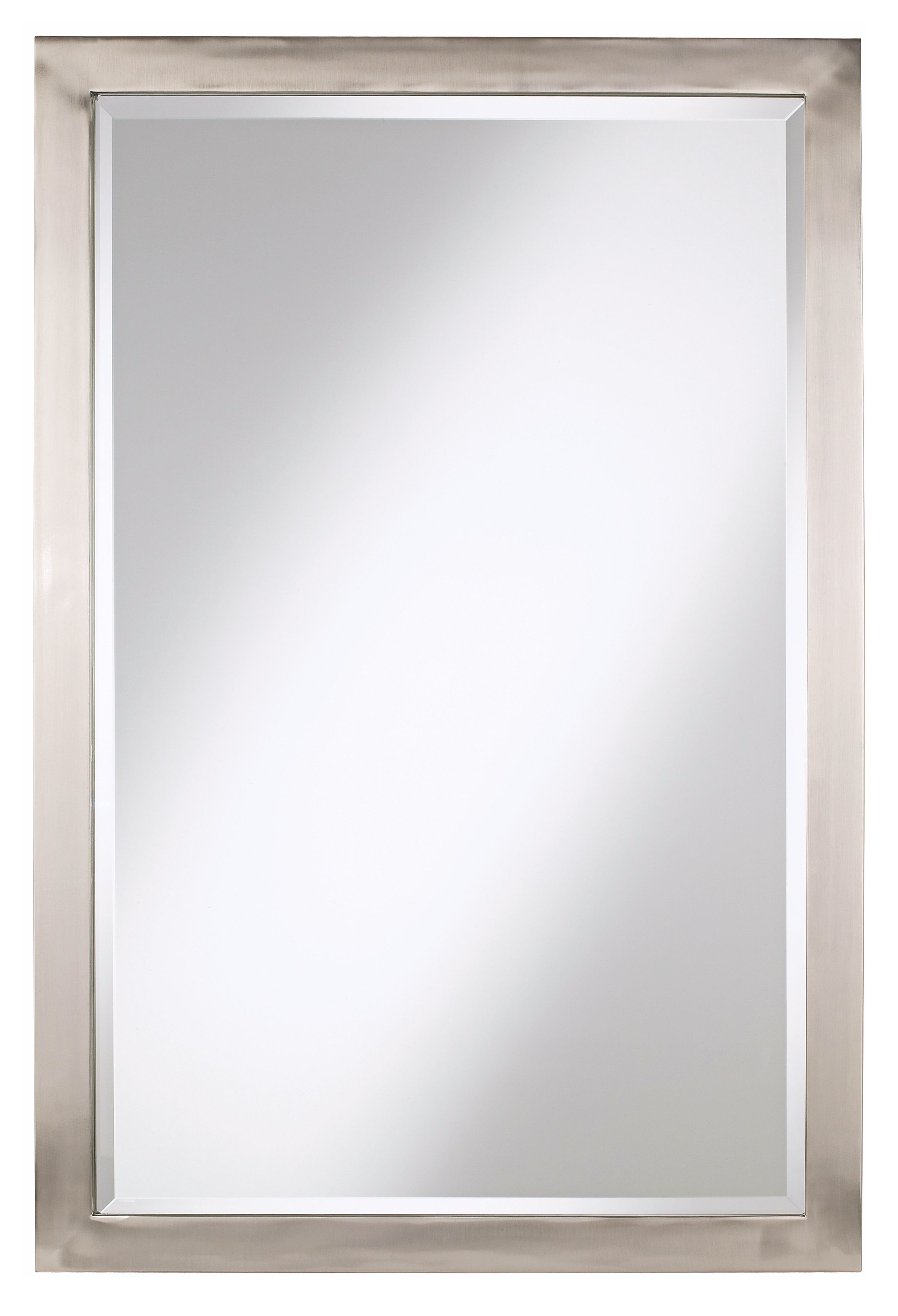 Rectangular Brushed Nickel Finish Metal  33" High Mirror
