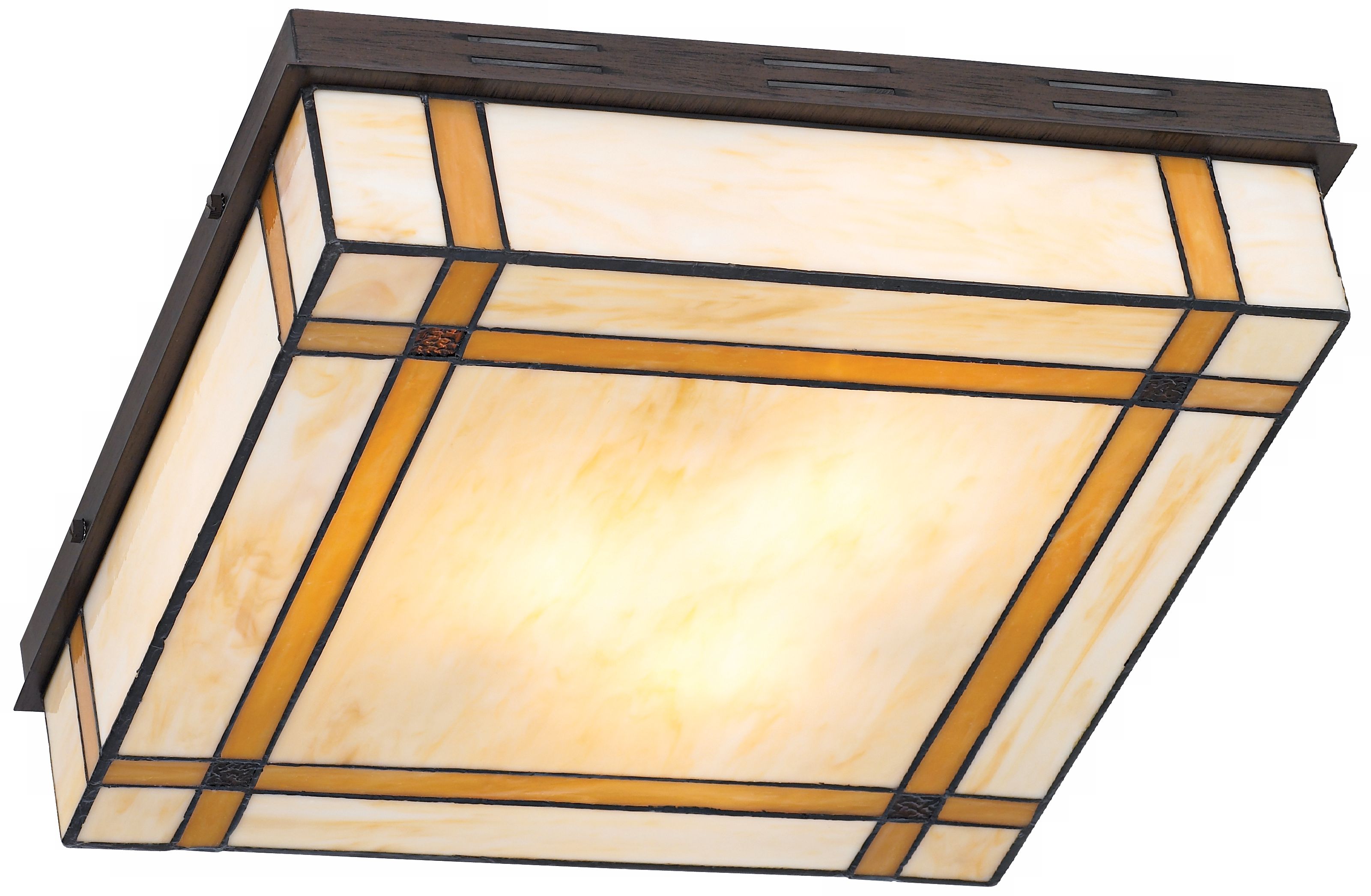 Square Tiffany Art Glass Flushmount Ceiling Light