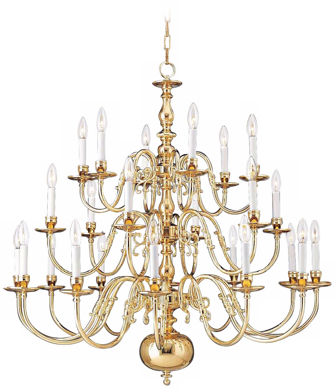 Holtkoetter Polished Brass Three Tier Chandelier