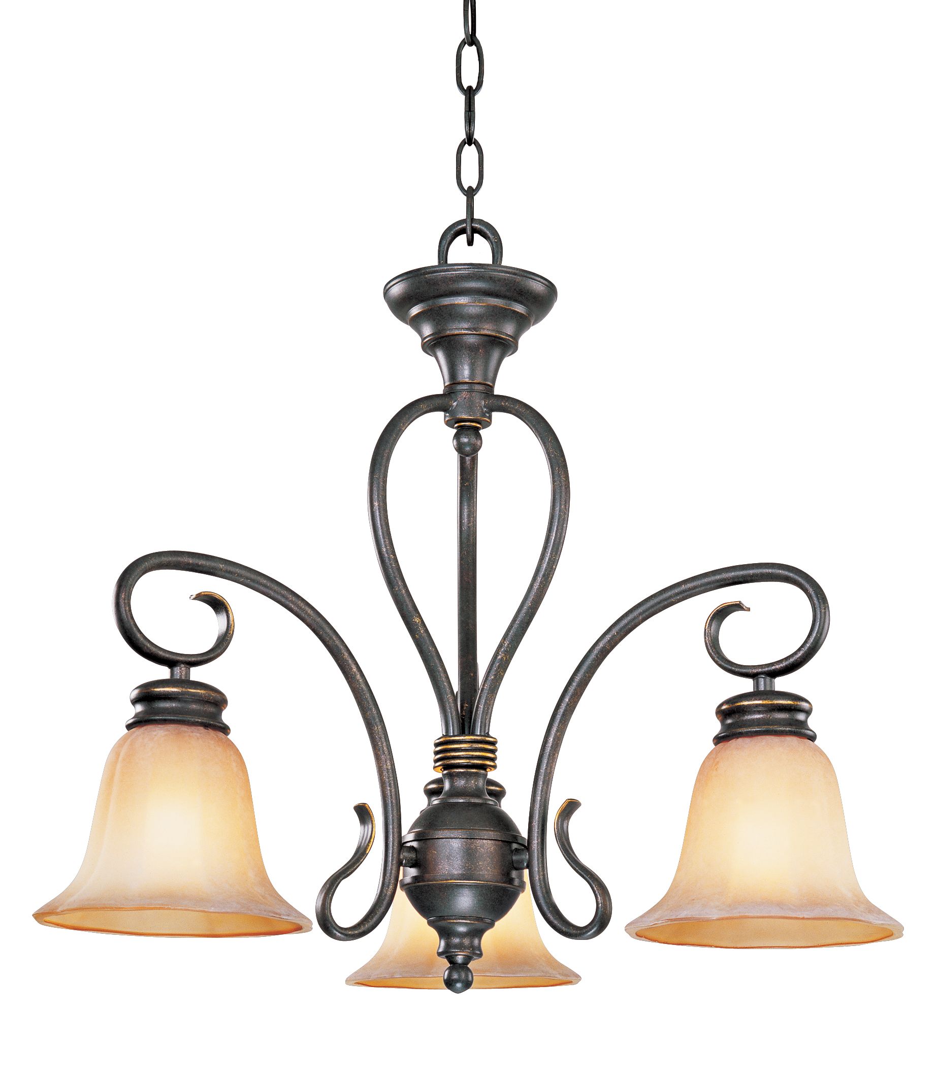 Three Light Black/Gold Chandelier