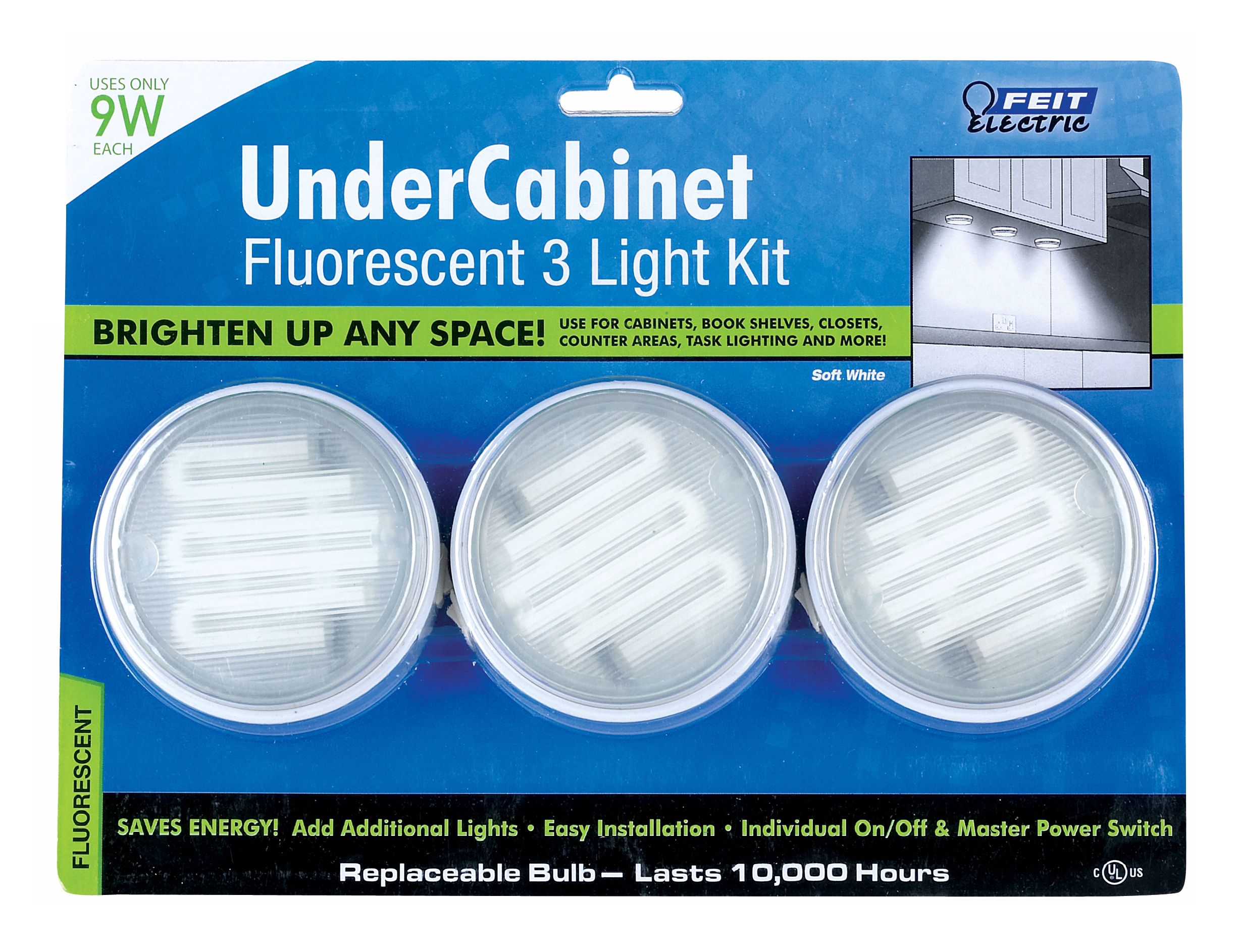 9 Watt 3-Pack  Fluorescent Under Cabinet Light