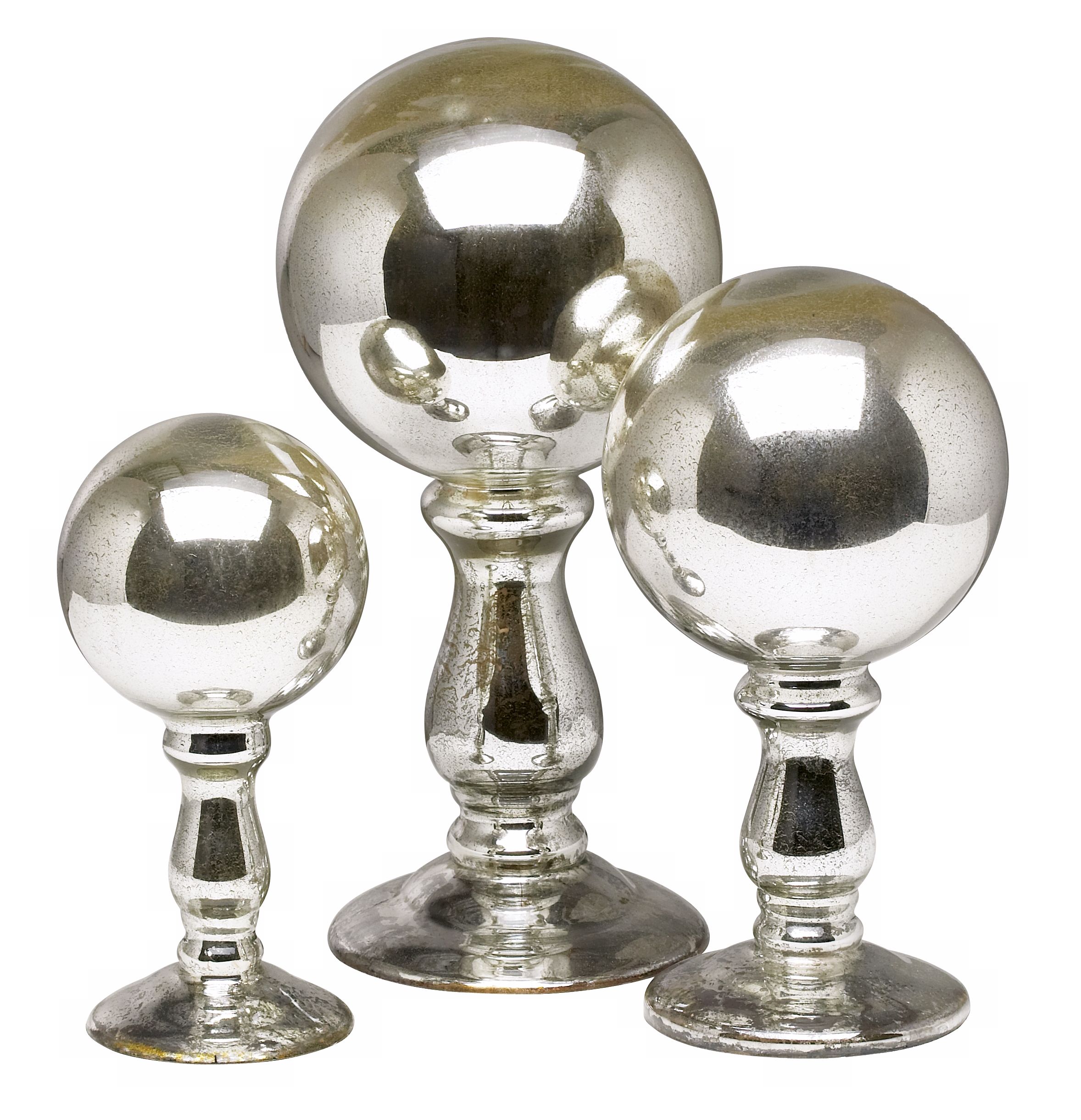 Set of Three Table Top Accent Pedestal Balls