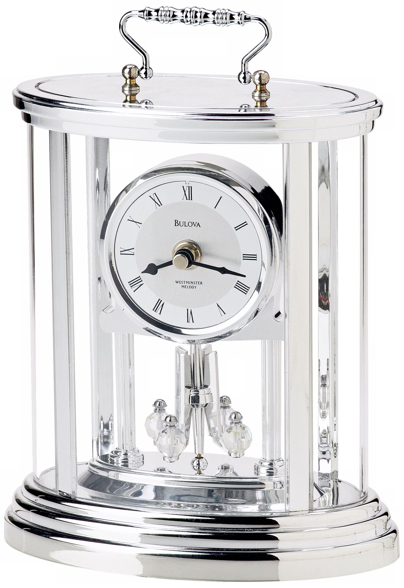 Amesbury II Silver Finish 8 1/4" High Bulova Carriage Clock