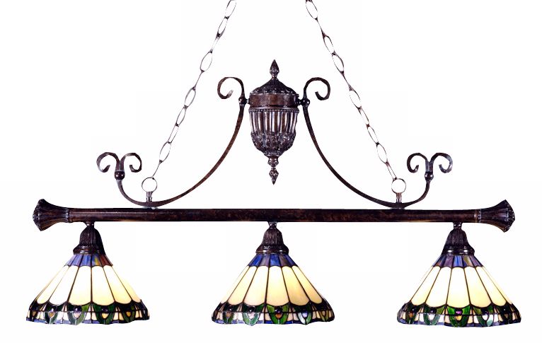 Black Metal Multicolored Tiffany-Style Island Chandelier