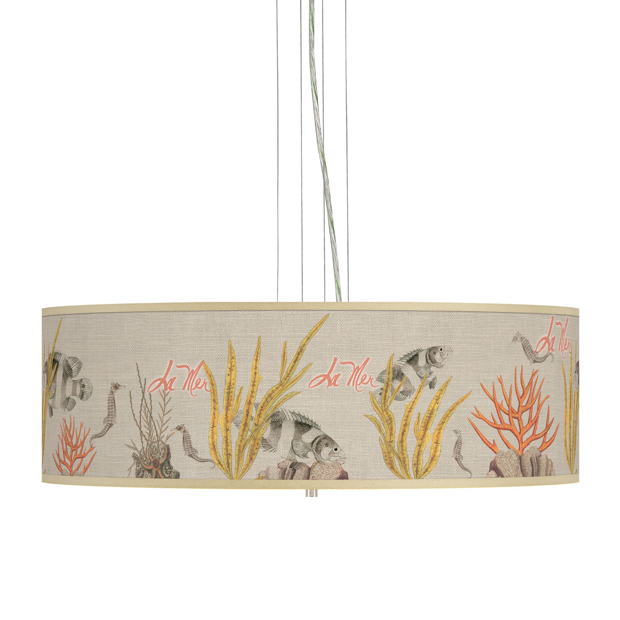 La Mer Coral Giclee 24" Wide 4-Light Pendant Chandelier