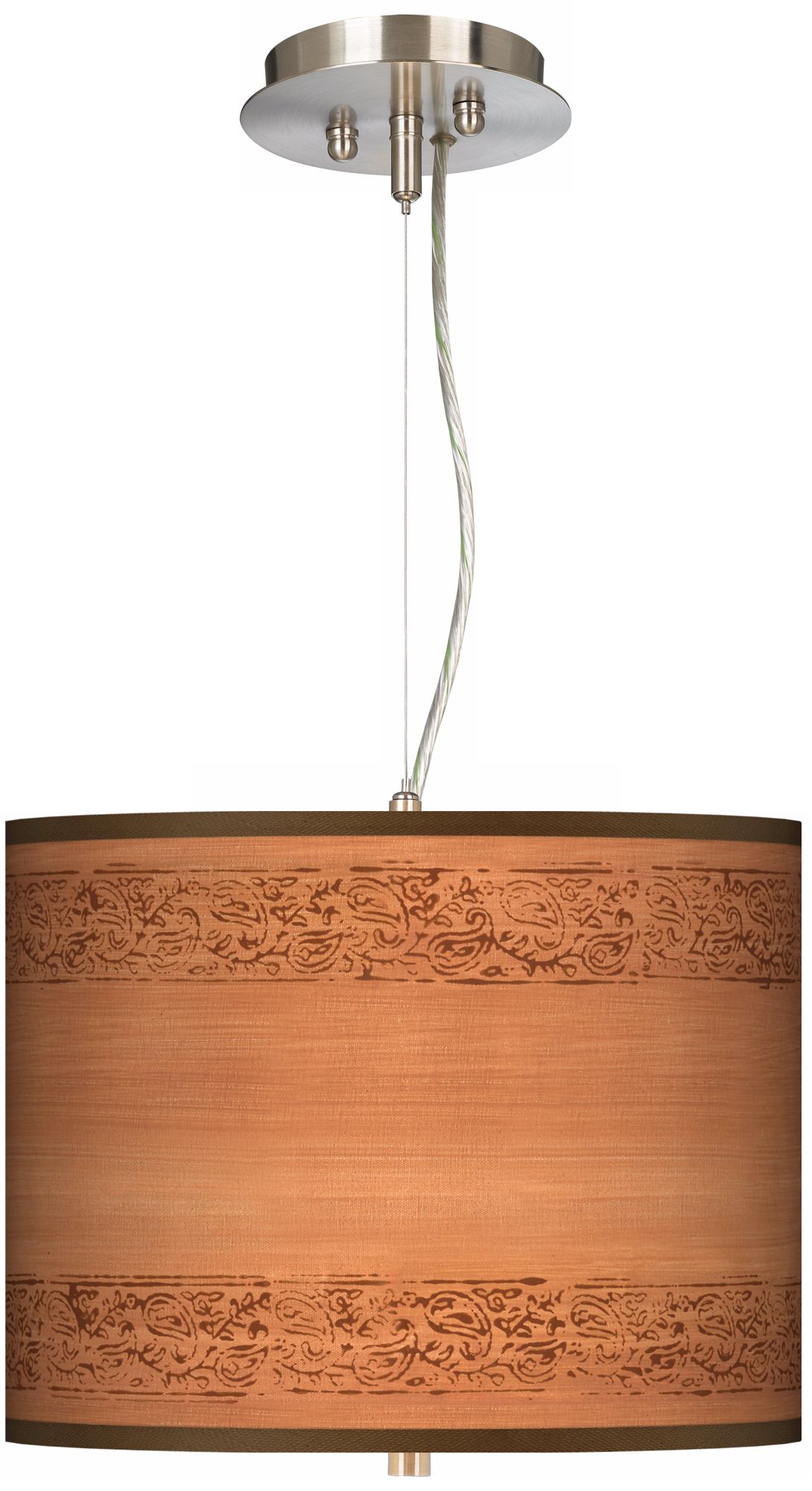 Brushed Nickel Paisley Trim 13.5" 2-Light Pendant Chandelier