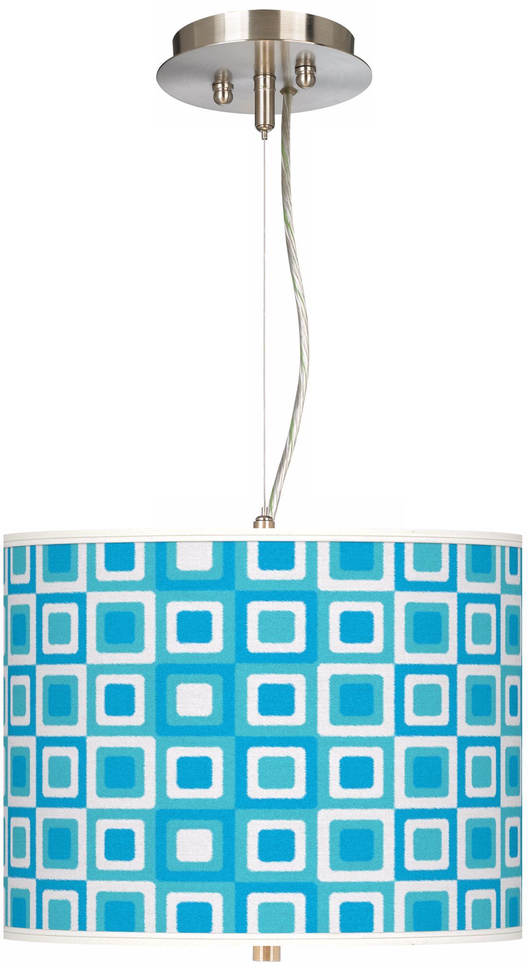 Blue Boxes Linen Giclee 2-Light Pendant Chandelier