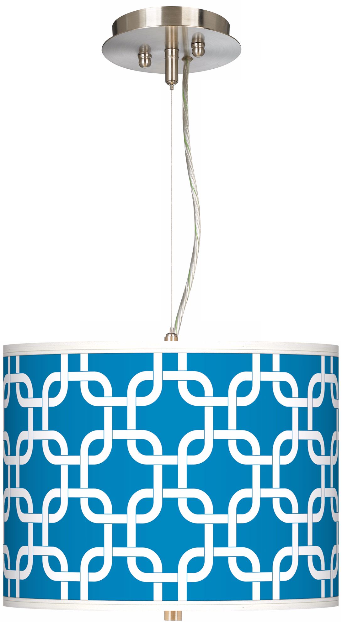 Blue Lattice Giclee 13 1/2" Wide Pendant Chandelier