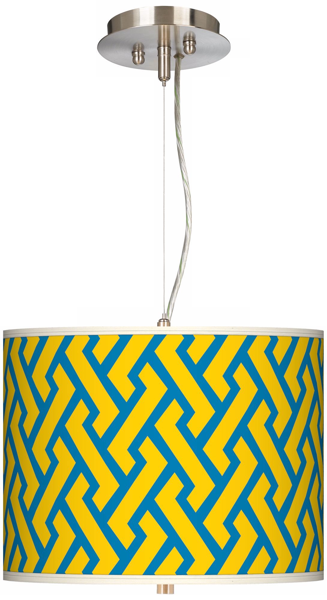 Yellow Brick Weave Giclee 13 1/2" Wide Pendant Chandelier