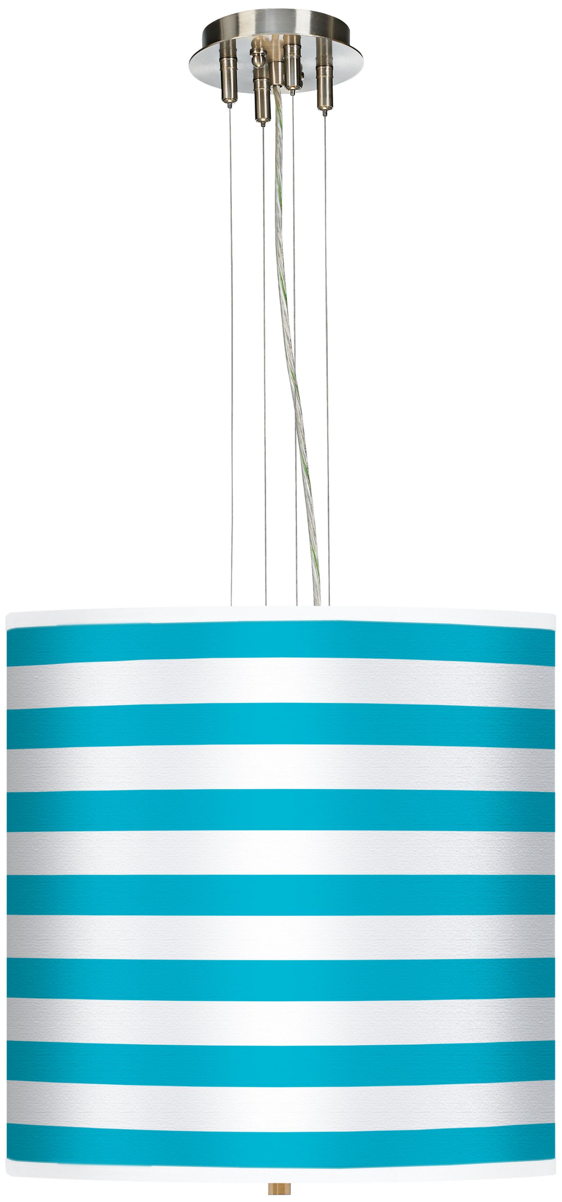 Aqua Horizontal Stripe 18" Wide 3-Light Pendant Chandelier