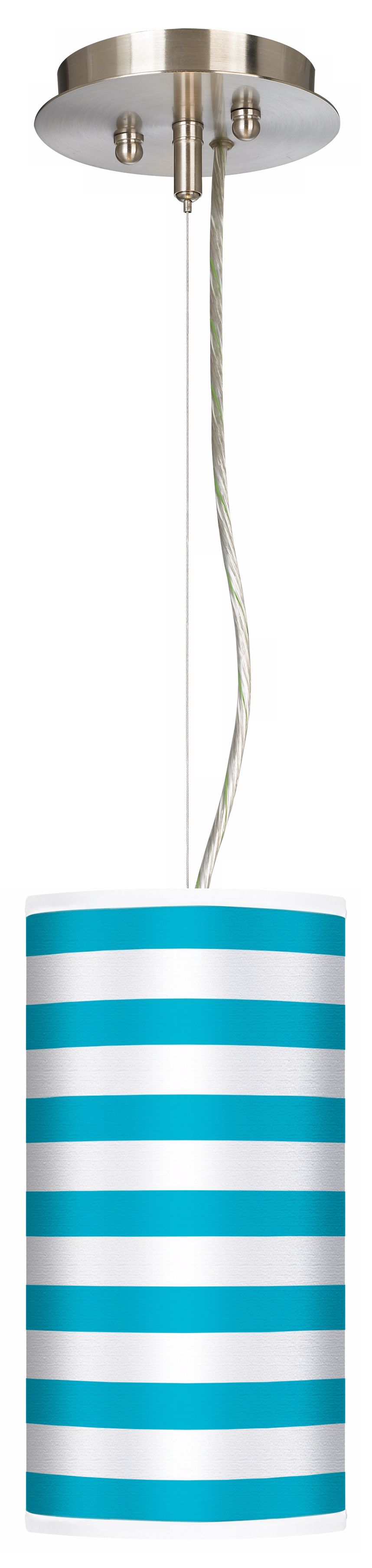 Aqua Horizontal Stripe 6" Wide Mini Pendant Chandelier