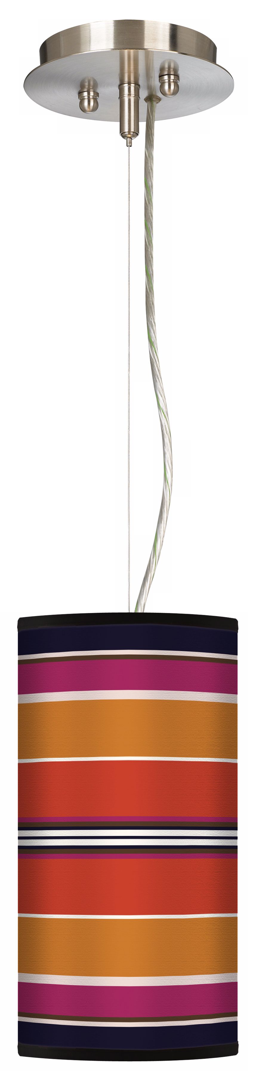 Orange and Pink Parallels 6" Wide Mini Pendant Chandelier
