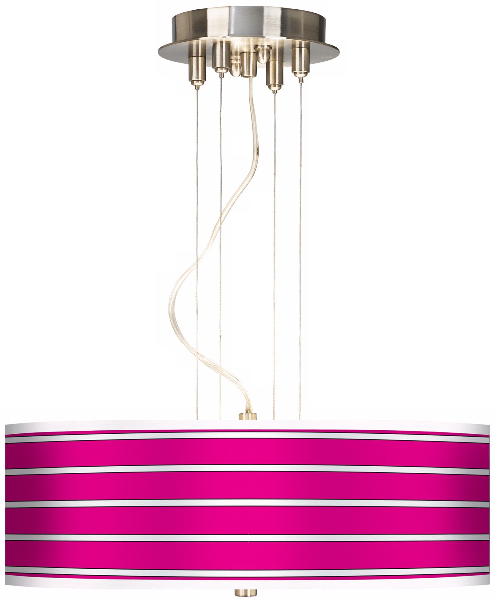 Bold Pink Stripe 20" Wide 3-Light Pendant Chandelier