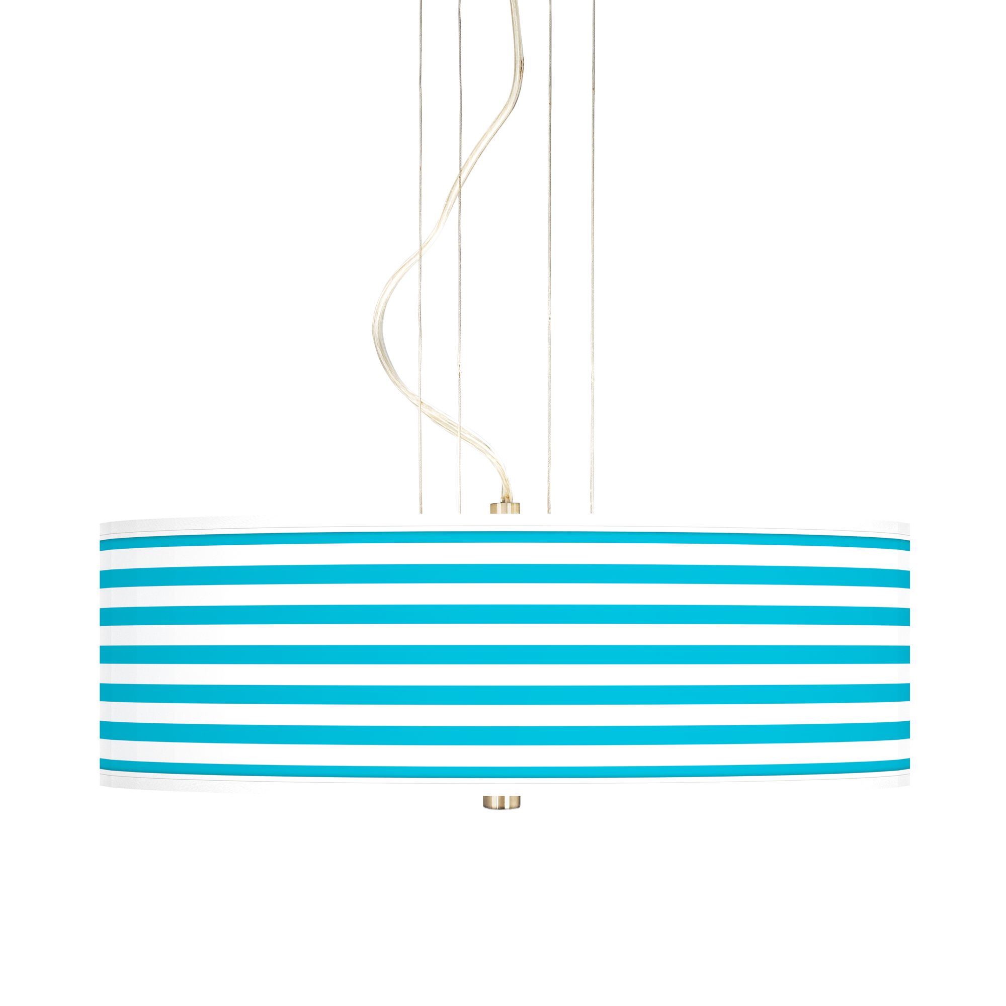 Aqua Horizontal Stripe 20" Wide 3-Light Pendant Chandelier
